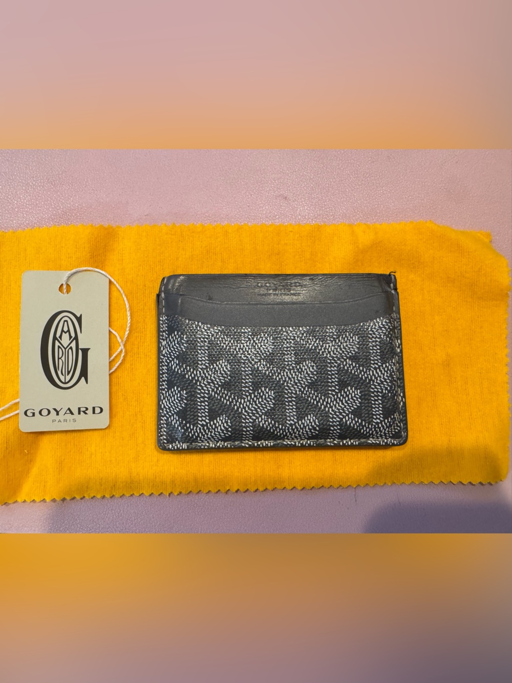 Goyard Black and Gray Card Holder with Chevron Motif